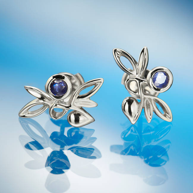 Spring Z fülbevaló - 14k, fehér arany, cirkón