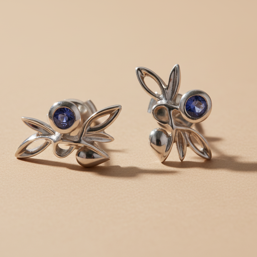 Spring Z fülbevaló - 14k, fehér arany, cirkón