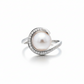 Trabi ring - 14k, fehér arany, rózsaszín gyöngy, gyémántok