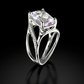Thin Rose gyűrű - 14k, fehér arany, gyémántok,  kunzite