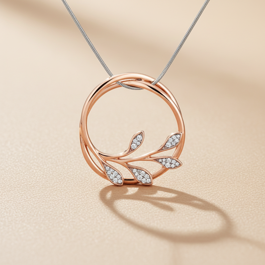 Wreath medál - 14k, rozé vörös arany, gyémántok